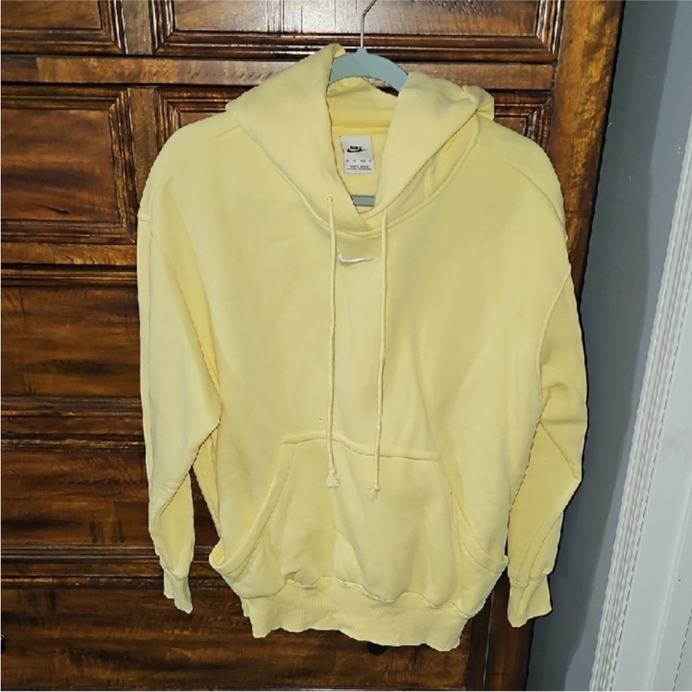 Nike Womens Oversized Yellow & White Hoodie Sz XS Like New